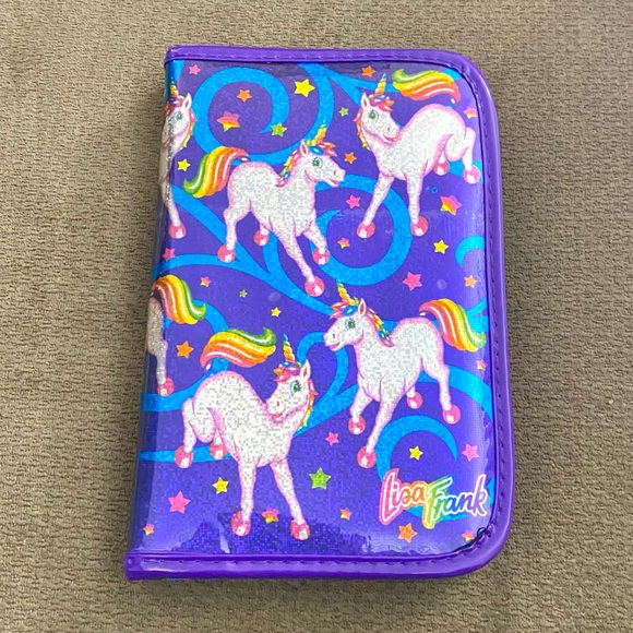 VTG Lisa Frank Markie unicorn glitter zip-up organizer planner